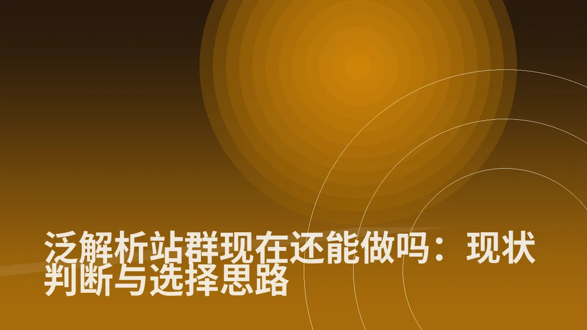 泛解析站群现在还能做吗:现状判断与选择思路