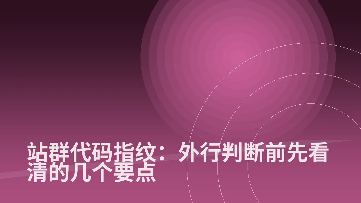 站群代码指纹:外行判断前先看清的几个要点