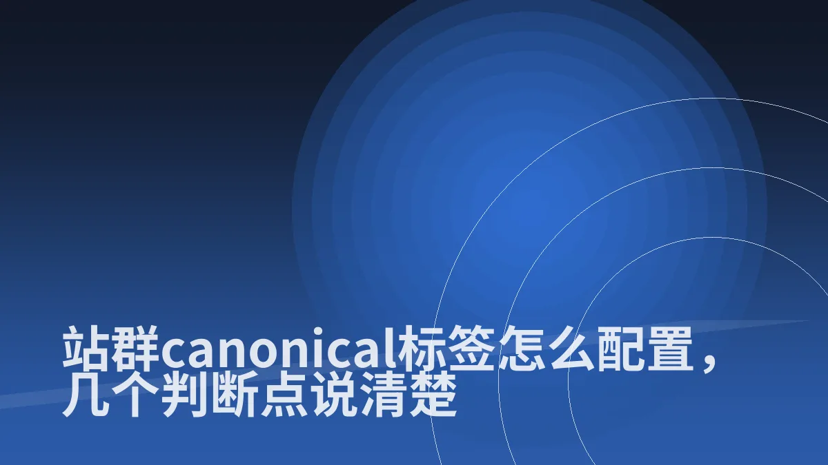 站群canonical标签怎么配置,几个判断点说清楚