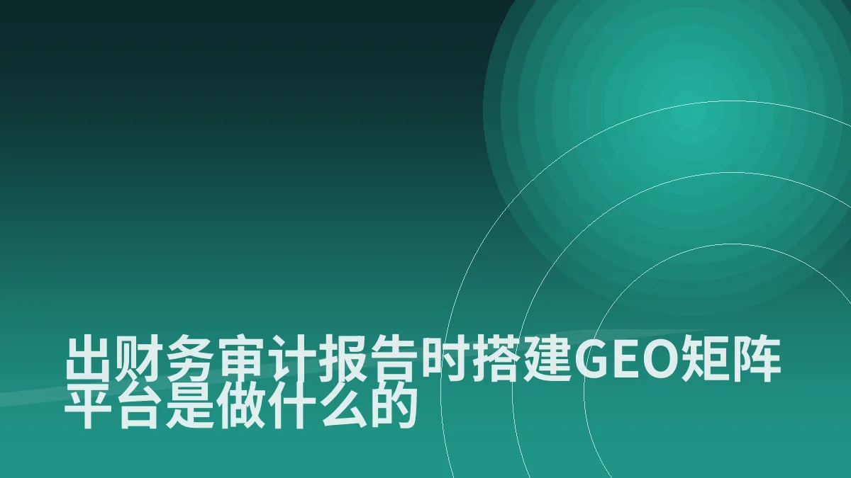 出财务审计报告时搭建GEO矩阵平台是做什么的