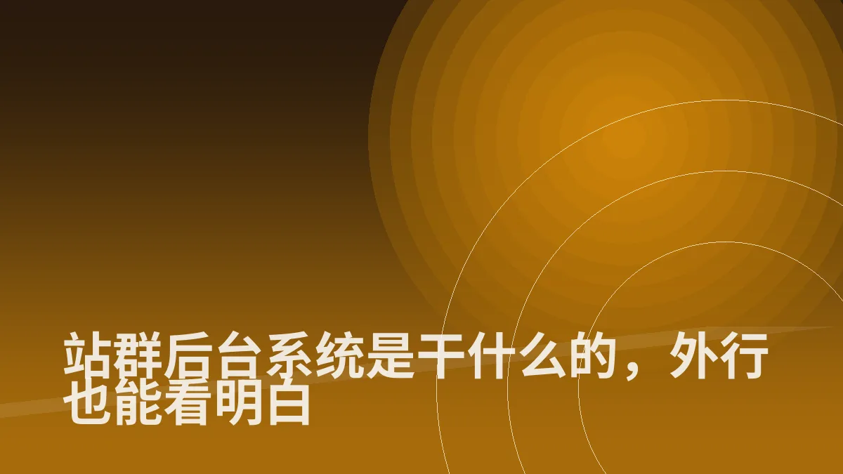 站群后台系统是干什么的,外行也能看明白