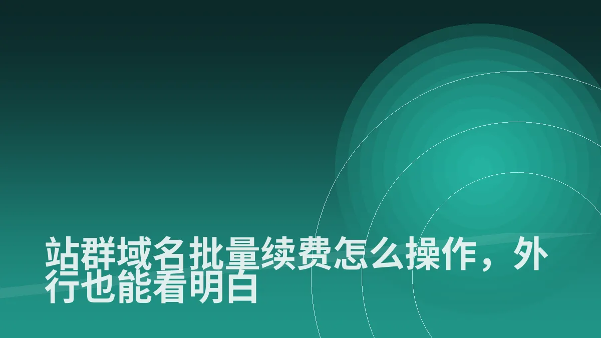 站群域名批量续费怎么操作,外行也能看明白
