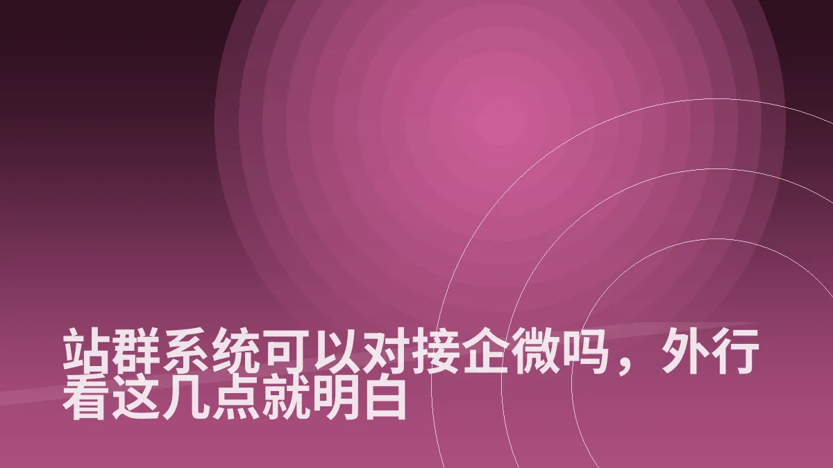 站群系统可以对接企微吗,外行看这几点就明白