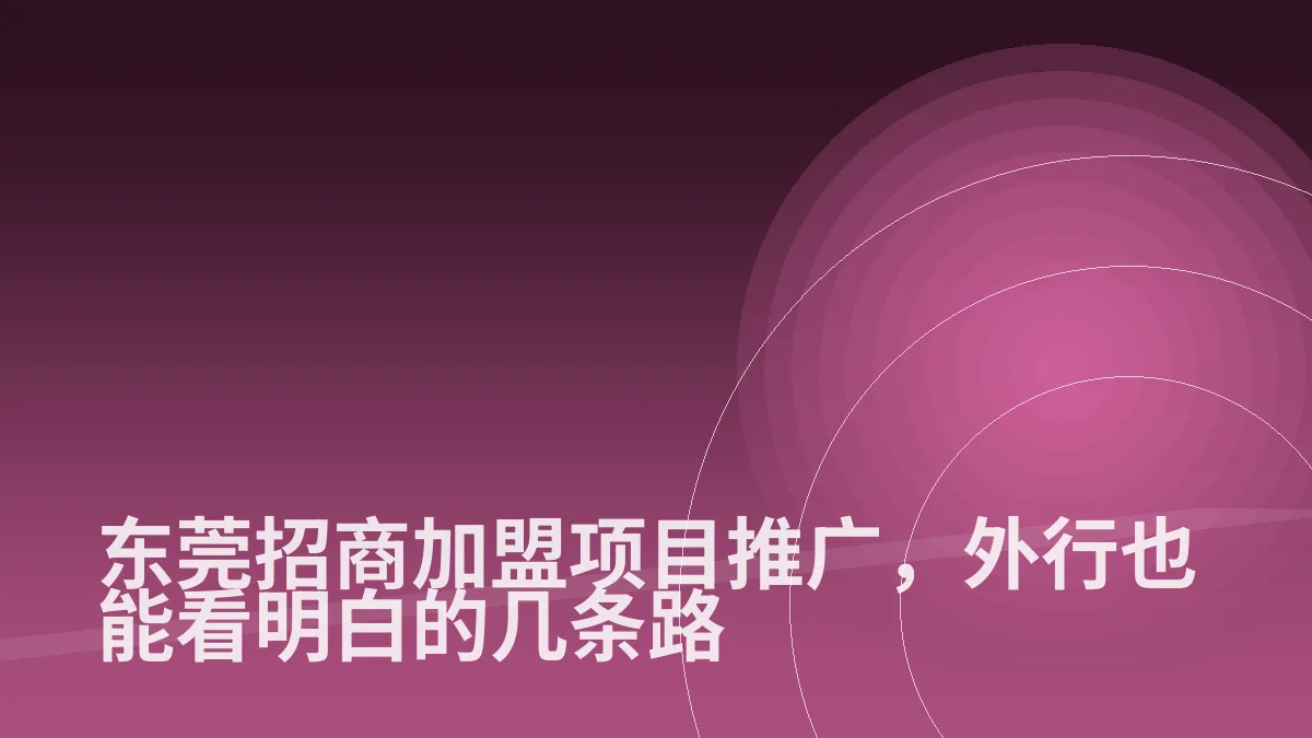 东莞招商加盟项目推广,外行也能看明白的几条路