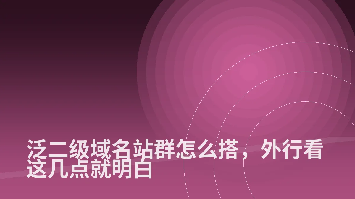 泛二级域名站群怎么搭,外行看这几点就明白