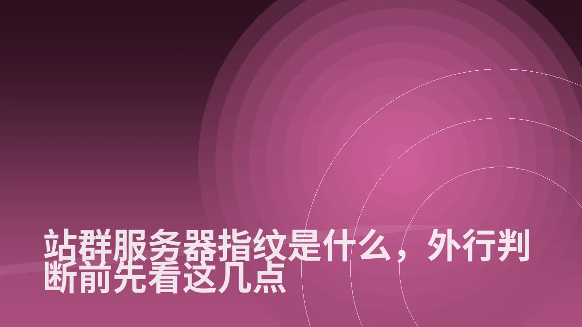 站群服务器指纹是什么,外行判断前先看这几点