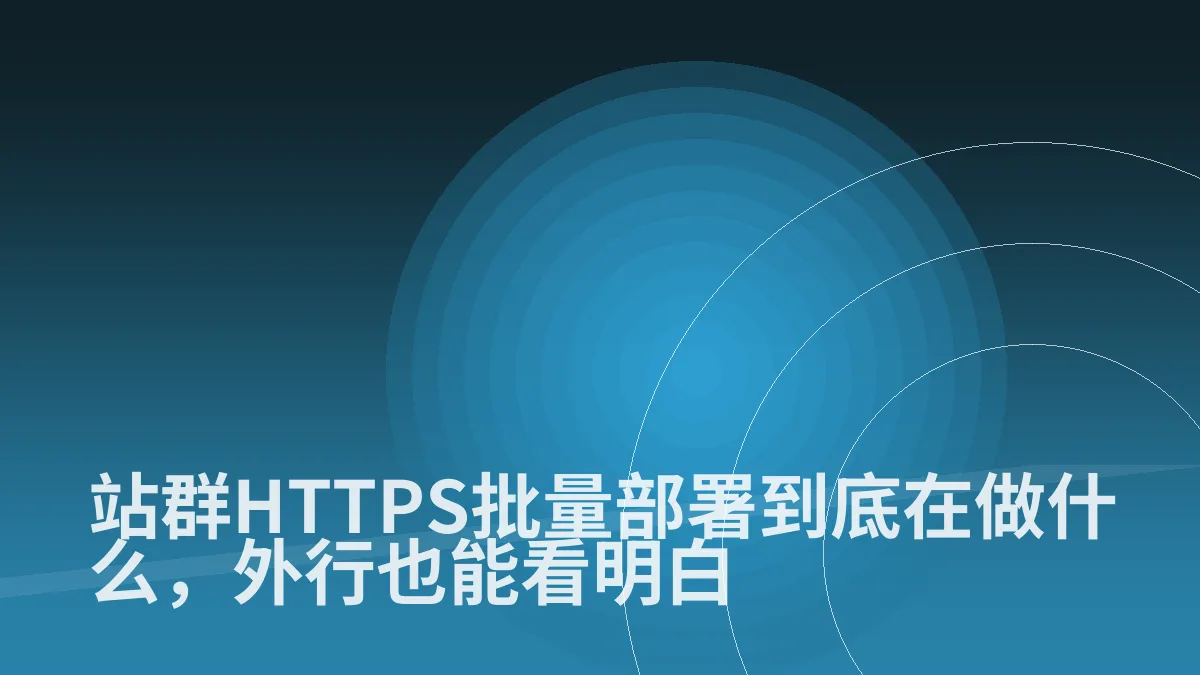 站群HTTPS批量部署到底在做什么,外行也能看明白