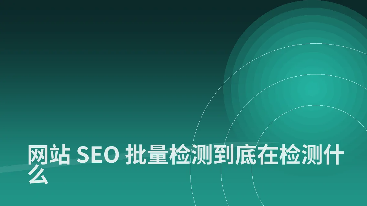 网站 SEO 批量检测到底在检测什么