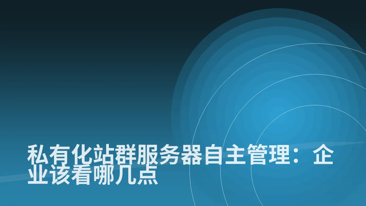 私有化站群服务器自主管理:企业该看哪几点