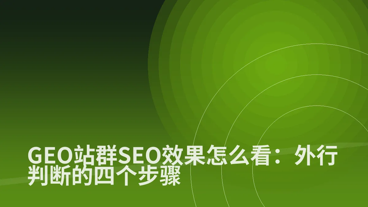 GEO站群SEO效果怎么看:外行判断的四个步骤