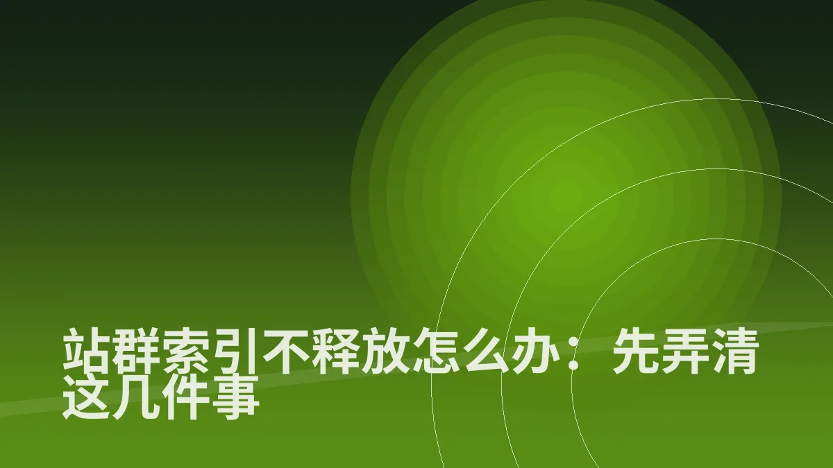 站群索引不释放怎么办:先弄清这几件事